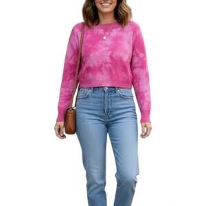 NEW JOOSTRICOT long sleeve crop crewneck top in parfait